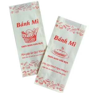 Pre-printed Banh Mi Paper Bag - White Paper - Various Designs