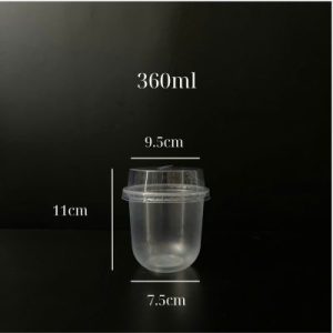 PP Plastic U-Shaped Cup with Dome Lid 360ml/500ml/600ml/700ml